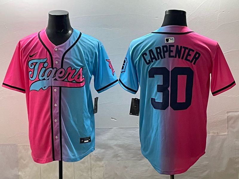 Men 2025 Detroit Tigers #30 Carpenter Blue pink Game Nike MLB Jersey style 01